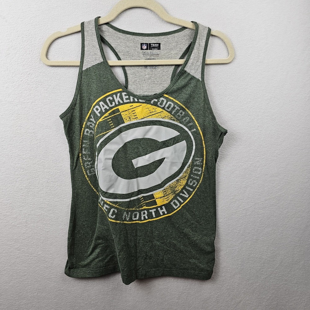 NFL Team Apparel Top Woman's Size Medium Green Yellow Tank Green Bay Packers